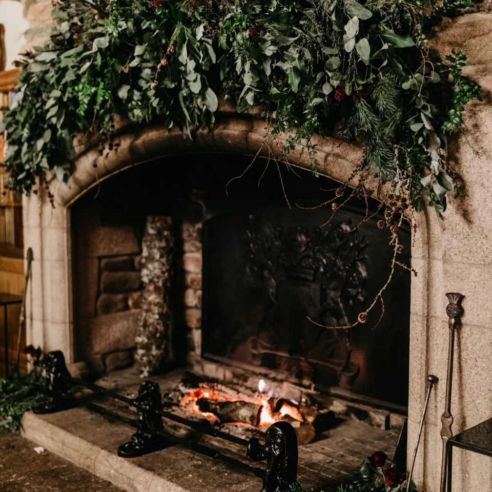 Lit fire