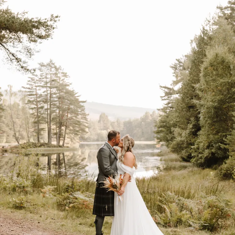 Wedding kiss at Loch