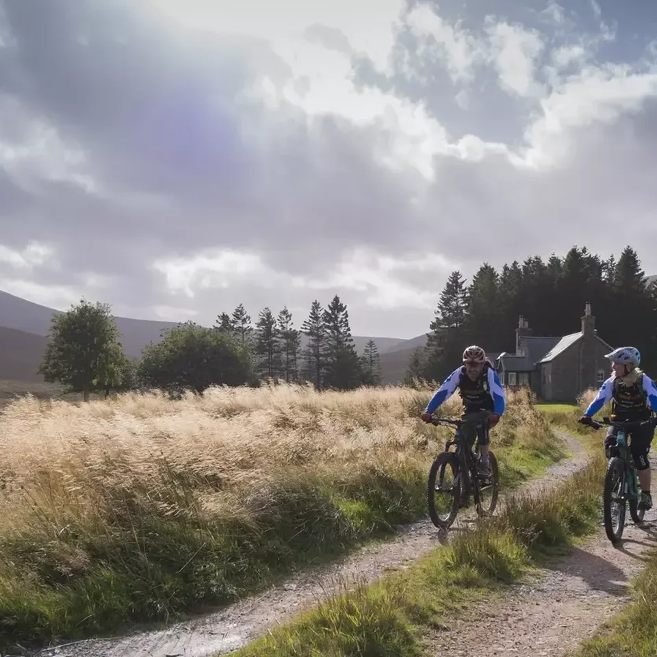 GTW25 Walking and Mountain Biking Cycling on Bikes in Glen Tanar