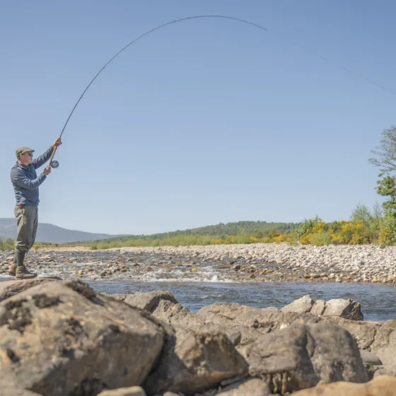 Man salmon fishing on the River Dee