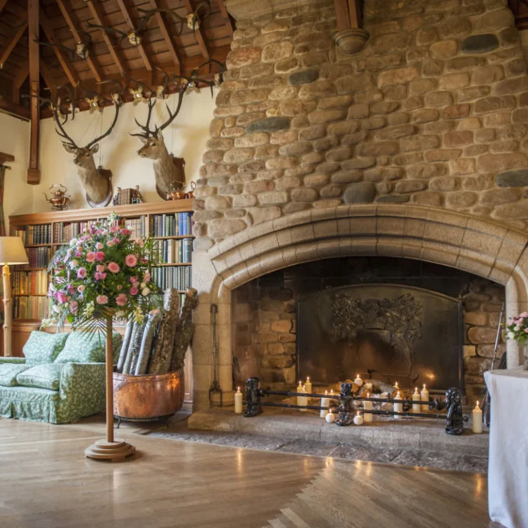 Ballroom with a fireplace Wedding venue